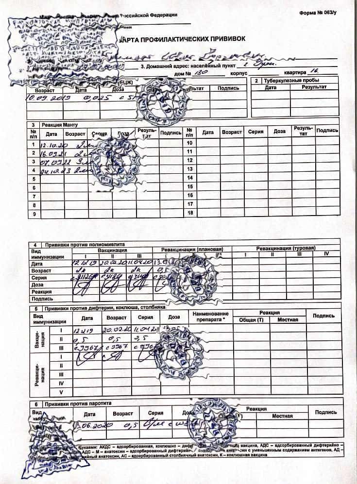 Купить карту профилактических прививок 063/у в Уфе - МедосмотрУфа